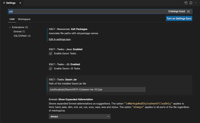 DeltaXML-Screenshot-XSLTXPath-Settings-XLST-VSCode.png